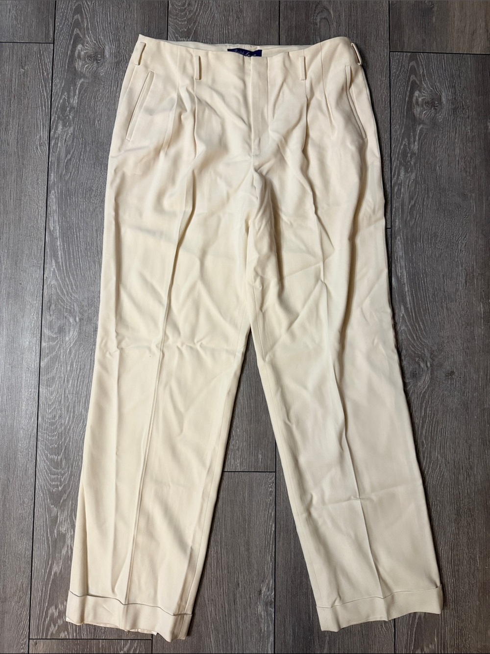 Ralph Lauren Purple Label Cream Pleated Trousers